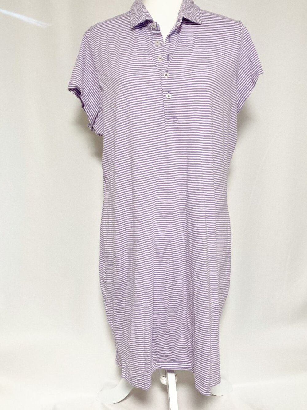 Renwick Striped Short Sleeve Polo Dress Size XL 100% Pima Cotton
